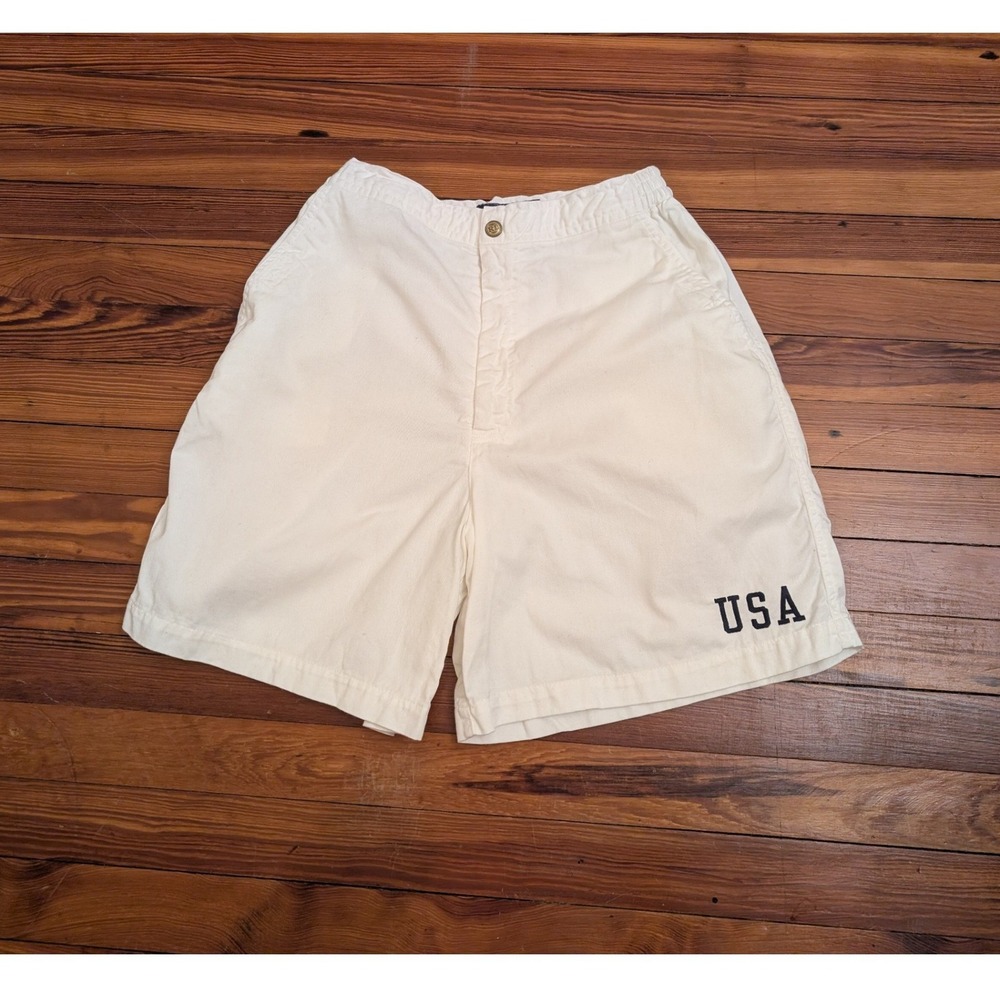 Ralph Lauren Womens White USA Embroidered Cotton Blend Shorts Size 8